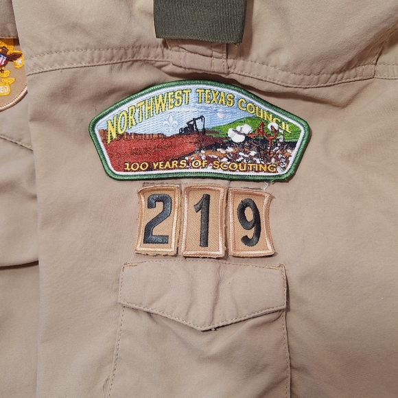Vintage Boy Scouts Of America Uniform Shirt Adult Large Patches Be Prepared Tan - Picture 6 of 9